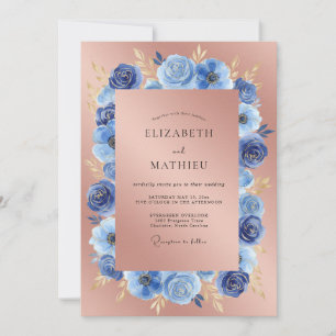 Invitation Mariage Anémone Saphir Or Rose