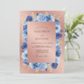 Invitation Mariage Anémone Saphir Or Rose (Debout devant)