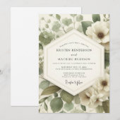 Invitation Mariage Anémone Serein Sage (Devant / Derrière)