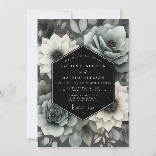 Invitation Mariage Anémone Slate Painterly (Devant)