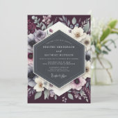 Invitation Mariage Anémone sombre prune (Debout devant)