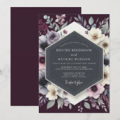 Invitation Mariage Anémone sombre prune (Devant / Derrière)