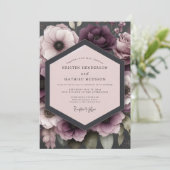 Invitation Mariage Anémone sombre prune (Debout devant)