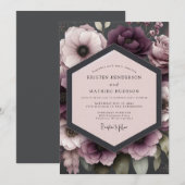 Invitation Mariage Anémone sombre prune (Devant / Derrière)