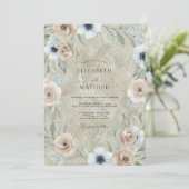Invitation Mariage Anémone Taupe Perle (Debout devant)