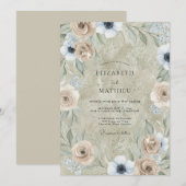 Invitation Mariage Anémone Taupe Perle (Devant / Derrière)