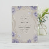 Invitation Mariage Anémone Taupe Pervenche (Debout devant)