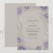 Invitation Mariage Anémone Taupe Pervenche (Devant / Derrière)