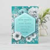 Invitation Mariage Anémone Teinté De Sarcelle (Debout devant)
