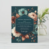 Invitation Mariage Anémone Teintée de Bleu-vert (Debout devant)