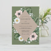Invitation Mariage Anémone Teintée d'Olive (Debout devant)