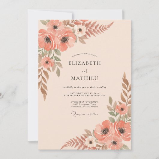 Invitation Mariage Anémone Terracotta (Devant)