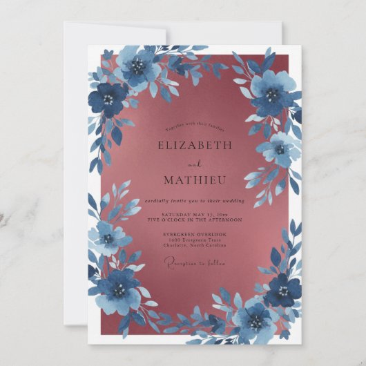 Invitation Mariage Anémone Terre Cuite Ardoise (Devant)