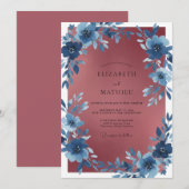 Invitation Mariage Anémone Terre Cuite Ardoise (Devant / Derrière)