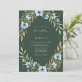 Invitation Mariage Anémone Vert Chasseur (Debout devant)