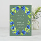 Invitation Mariage Anémone Vert Sauge Vivant (Debout devant)