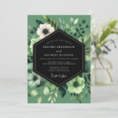 Invitation Mariage Anémone Verte Sage (Debout devant)