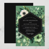 Invitation Mariage Anémone Verte Sage (Devant / Derrière)
