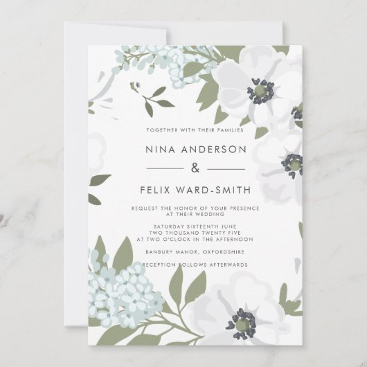 Invitation Mariage Anemone vintage (Devant)
