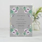 Invitation Mariage Anémone Violet Ardoise (Debout devant)