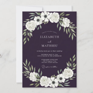Invitation Mariage Anémone Violet Foncé