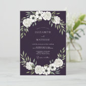 Invitation Mariage Anémone Violet Foncé (Debout devant)