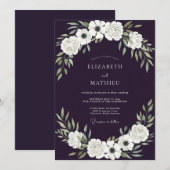 Invitation Mariage Anémone Violet Foncé (Devant / Derrière)