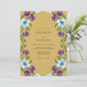 Invitation Mariage Anémone Violet Or (Debout devant)