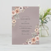 Invitation Mariage Anémone Violet Poussiéreux (Debout devant)