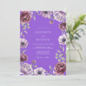 Invitation Mariage Anémone Violet Vibrant (Debout devant)