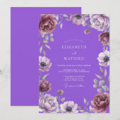 Invitation Mariage Anémone Violet Vibrant (Devant / Derrière)