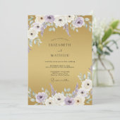 Invitation Mariage Anémone Violette Dorée (Debout devant)