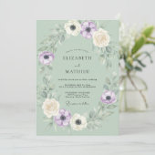 Invitation Mariage Anémone Violette Menthe (Debout devant)