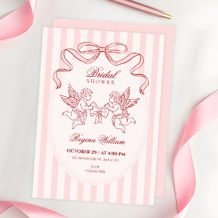 Invitation Mariage angelical Cupidon rose