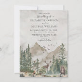 Invitation Mariage Animaux de la Forêt de Campagne (Devant)