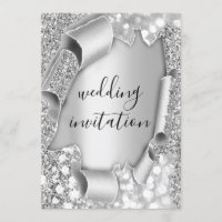 Mariage Anniversaire 3D Effet Glam Grey Argent