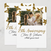 Invitation Mariage Anniversaire ajouter nom année image or ét (Devant / Derrière)