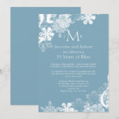 Invitation Mariage Anniversaire Bleu Blanc Flocon de Neige Hi (Devant / Derrière)