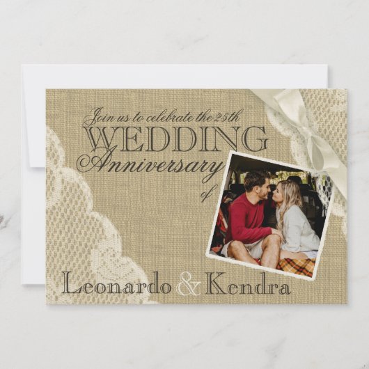 Invitation Mariage Anniversaire Broderie Anglaise Vintage (Devant)