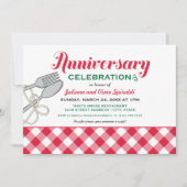 Invitation Mariage Anniversaire Carreaux Rouges Pâtes Italien (Devant)