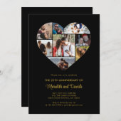 Invitation Mariage Anniversaire Coeur photo Collage noir (Devant / Derrière)