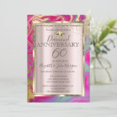 Invitation Mariage Anniversaire Coloré Paillettes Marbre (Debout devant)