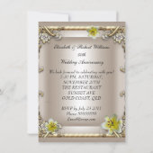 Invitation Mariage Anniversaire Crème Or Lys Argent (Dos)