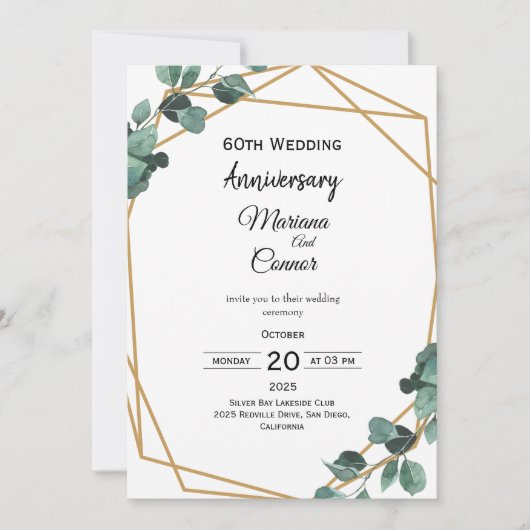 Invitation Mariage Anniversaire de Feuillage Émeraude Intempo (Devant)