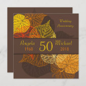 Invitation Mariage Anniversaire de feuilles automnales dorées (Devant / Derrière)