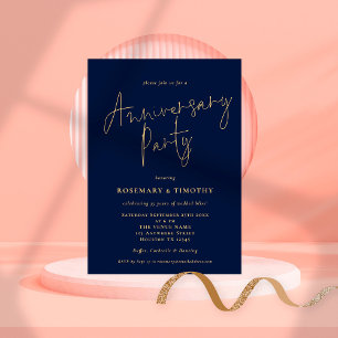 Invitation Mariage Anniversaire de Mariage Navy Or Party de C