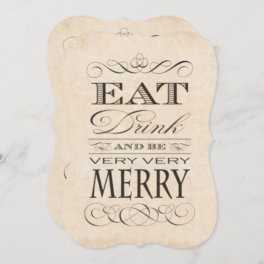 Invitation Mariage Anniversaire Dîner Manger Boire et être Jo (Devant / Derrière)