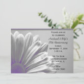 Invitation Mariage Anniversaire Fête Reflets Floraux Violets (Debout devant)