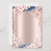 Invitation Mariage Anniversaire Fleur Rose Gold Pailleté (Dos)