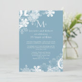 Invitation Mariage Anniversaire Flocon de Neige Bleu Hiver (Debout devant)